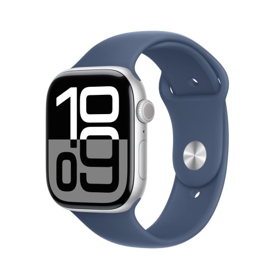 Series 10 GPS 46mm Silver Aluminium Case with Denim SB M/L